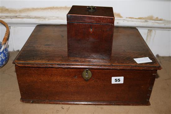 Oak bible box & tea caddy